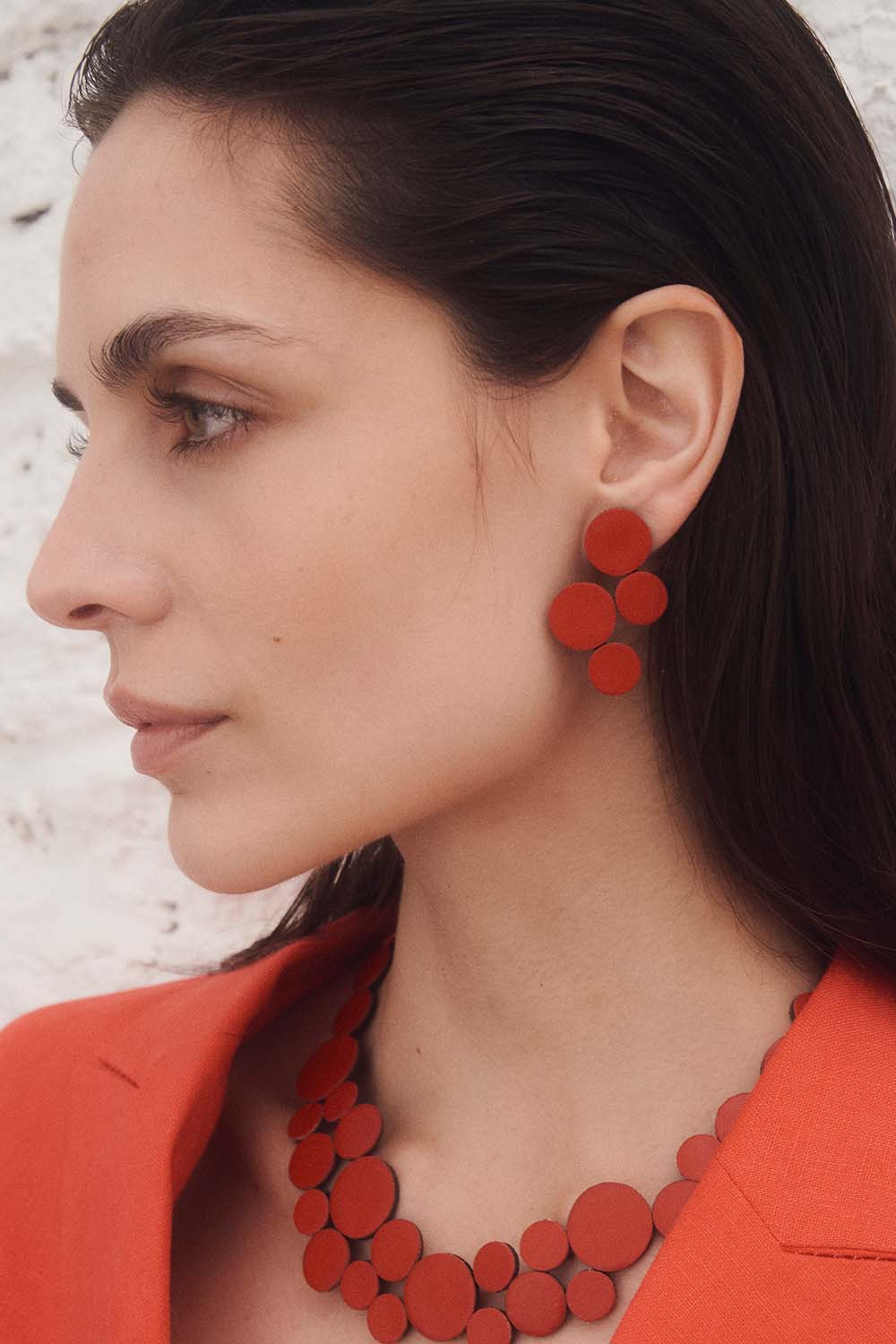 Abstraction Earrings Small - Red Leather