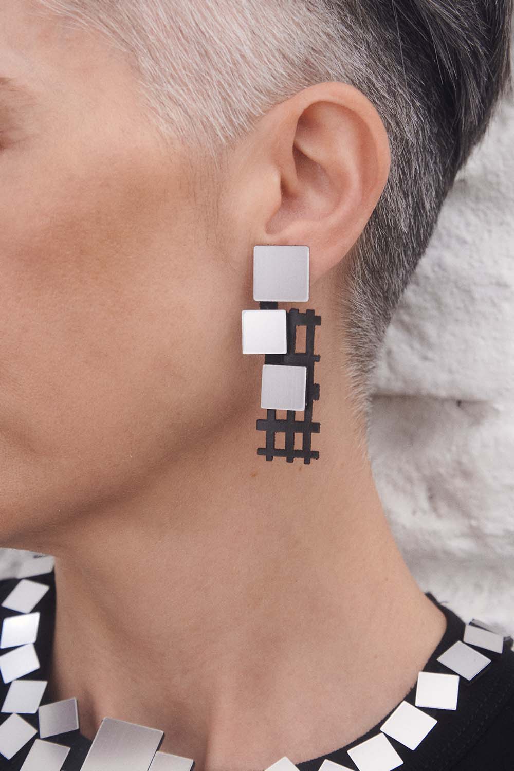 Pendientes Bauhaus Squares - Plata