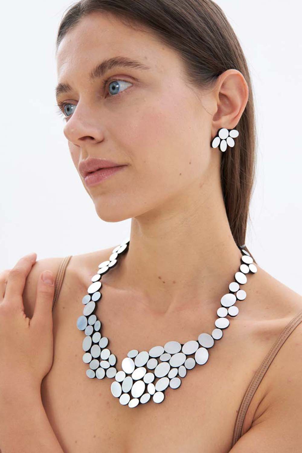 Organic Reflections Large Necklace - Silver