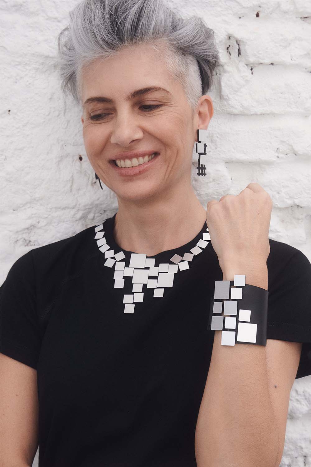 Brazalete Bauhaus Squares - Plata
