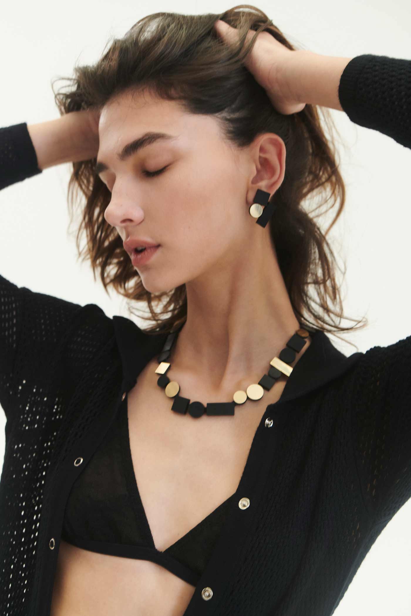 Bauhaus Earrings Small - Black/Gold