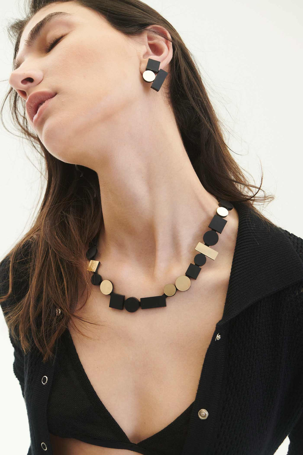 Bauhaus Earrings Small - Black/Gold