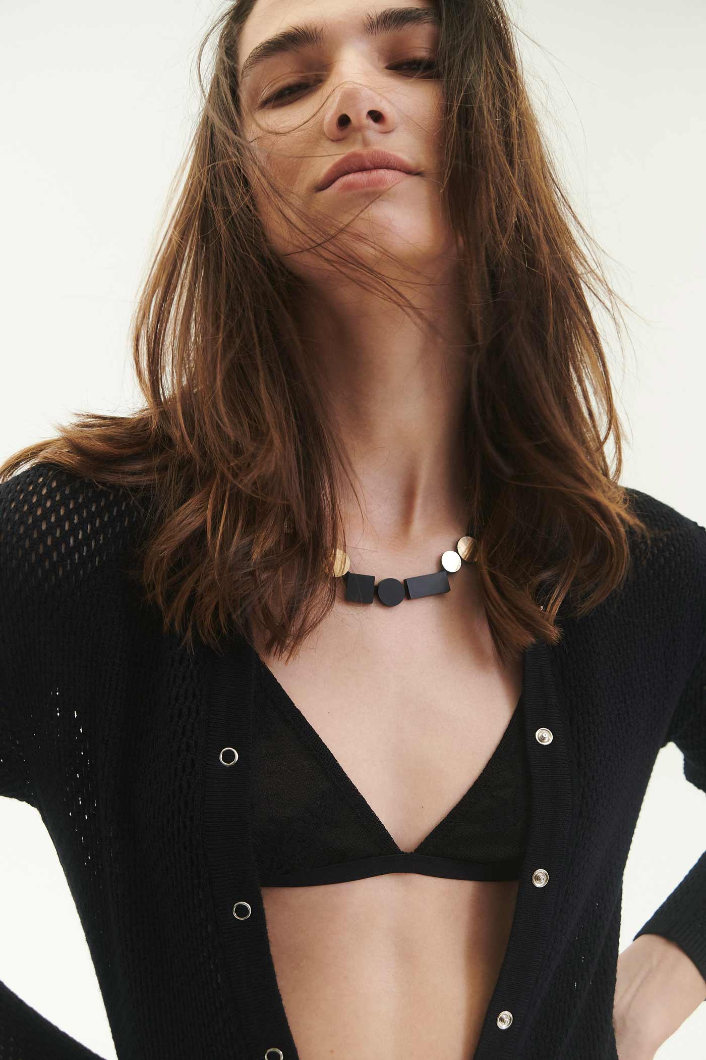 Bauhaus Earrings Small - Black/Gold