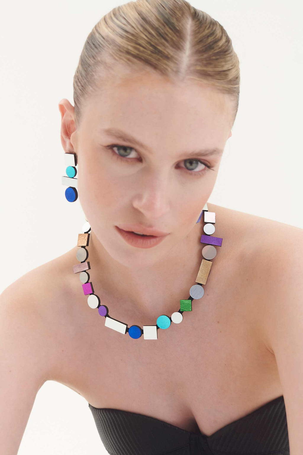 Bauhaus Earrings Large - Silver/Cool Colors