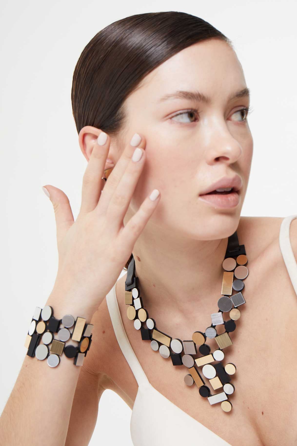 Bauhaus Acrylic Bracelet - Silver/Black/Gold