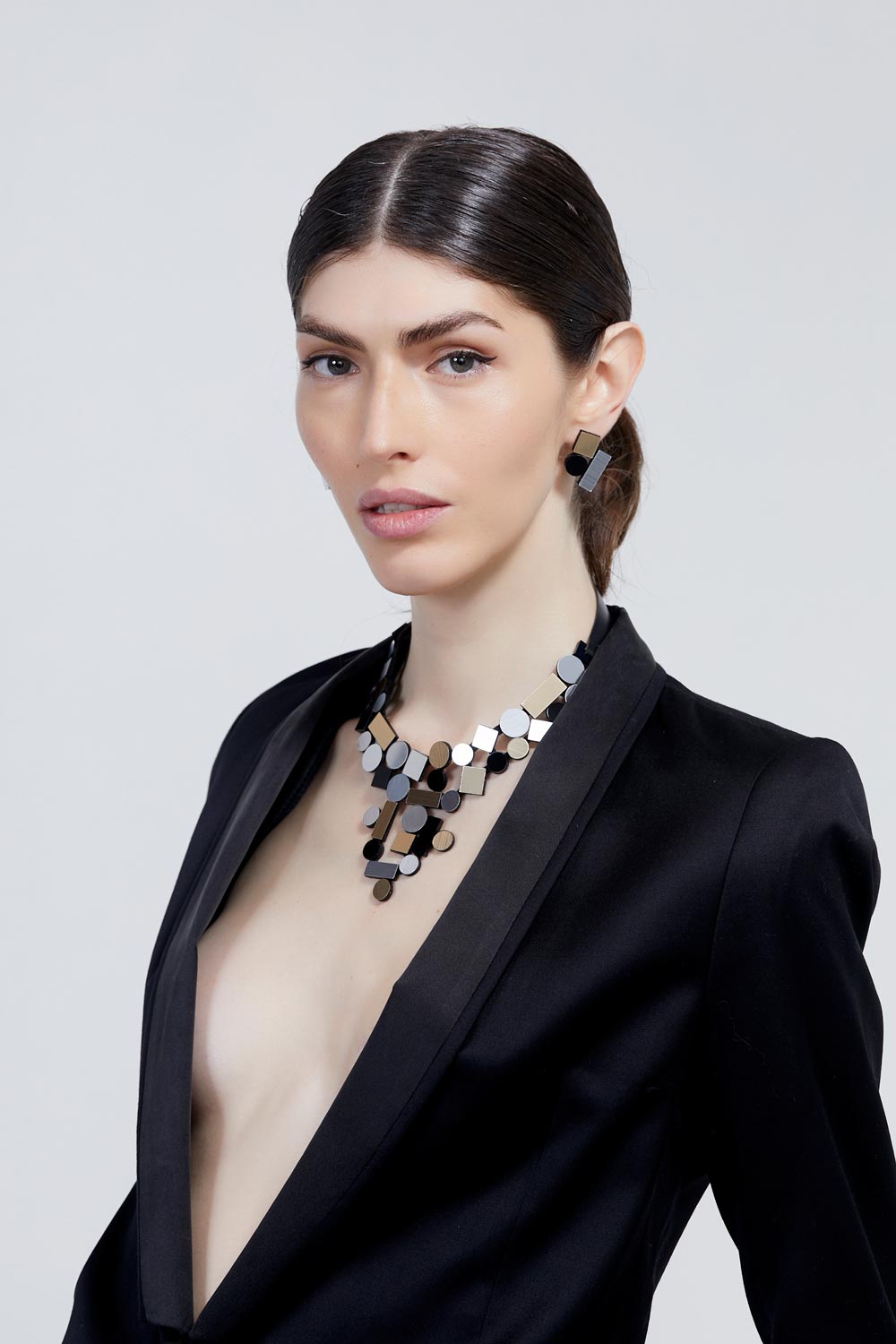Bauhaus V Necklace - Silver/Black/Gold
