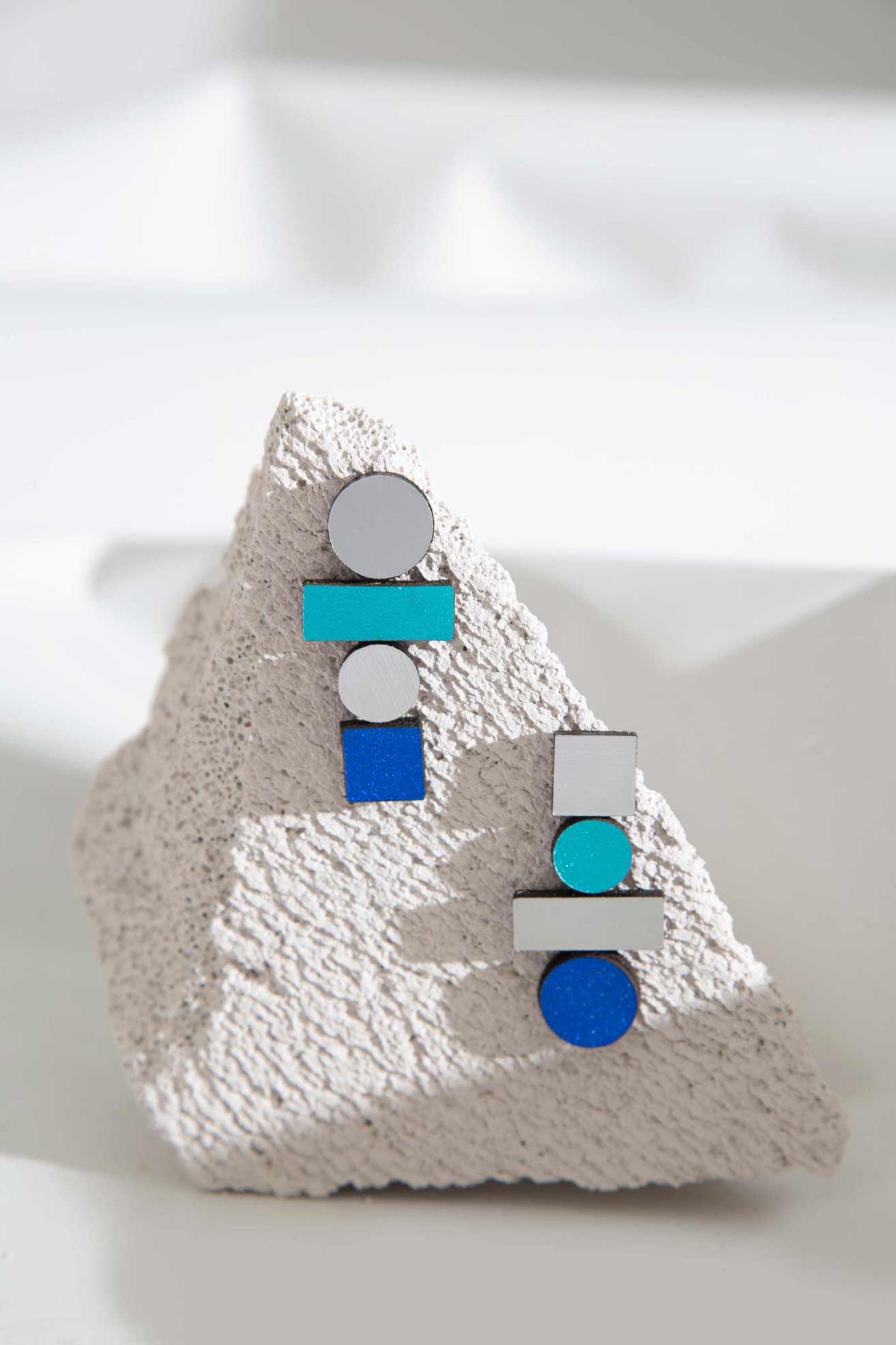 Bauhaus Earrings Large - Silver/Cool Colors