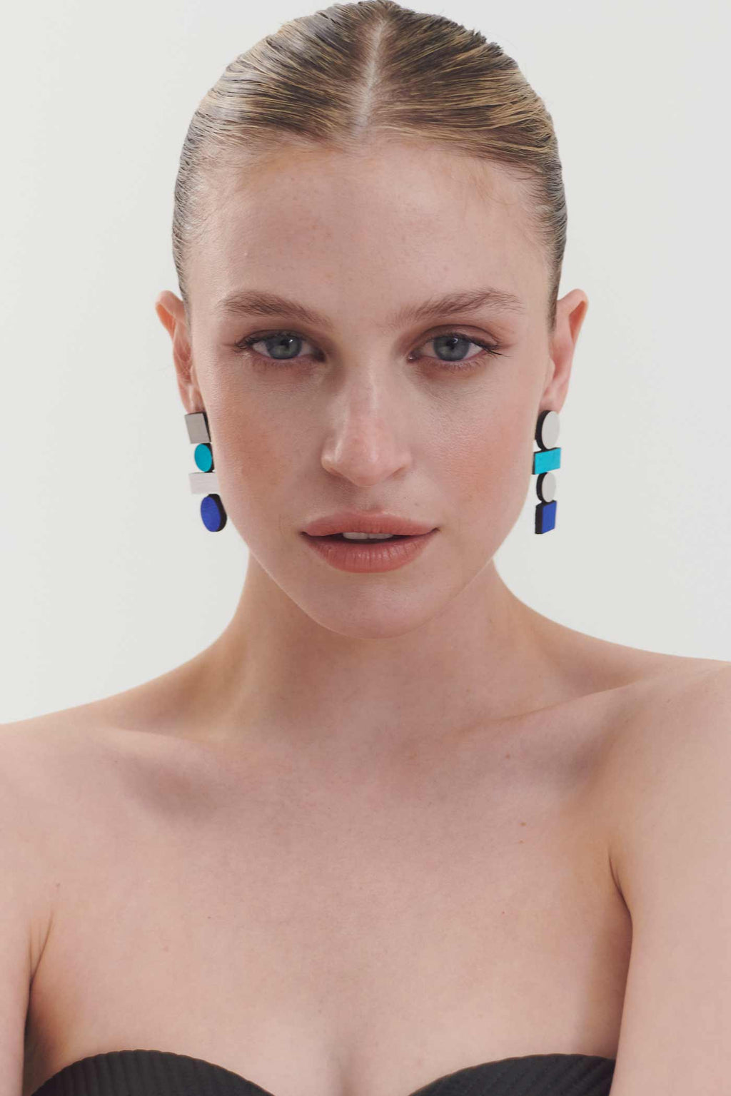 Bauhaus Earrings Large - Silver/Cool Colors