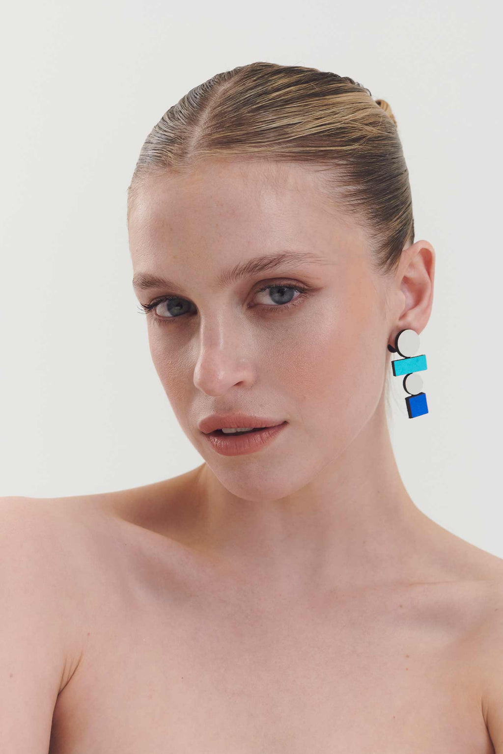 Bauhaus Earrings Large - Silver/Cool Colors