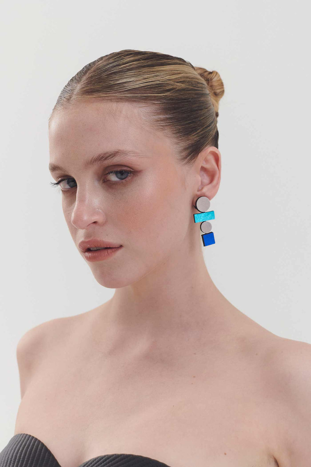 Bauhaus Earrings Large - Silver/Cool Colors