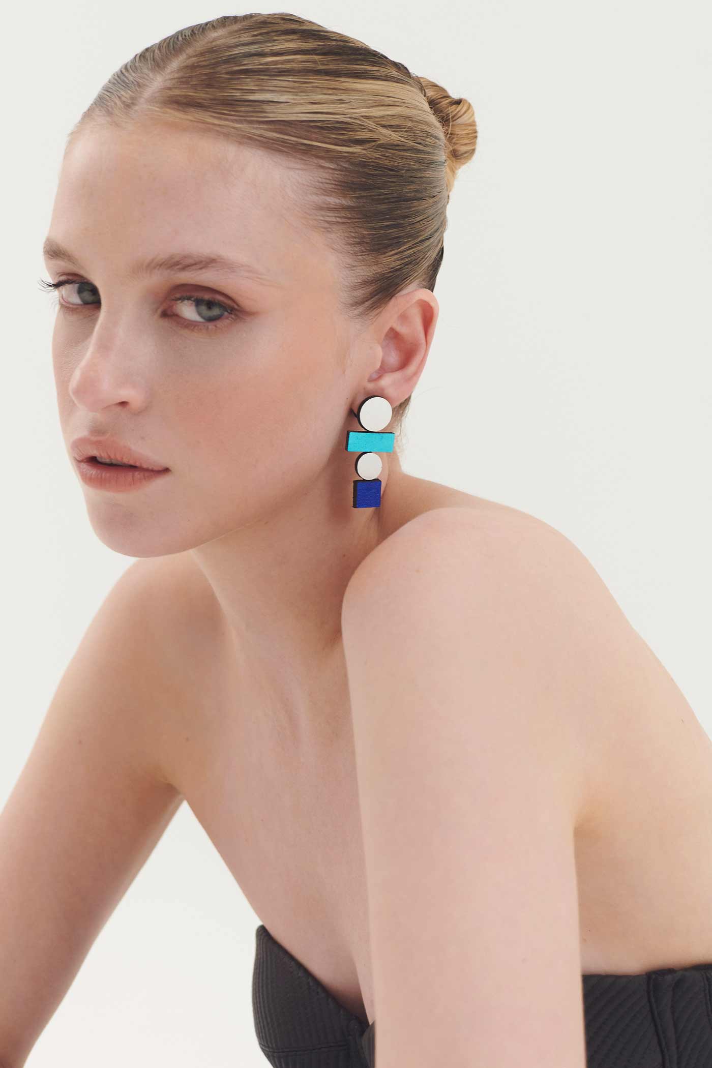 Bauhaus Earrings Large - Silver/Cool Colors