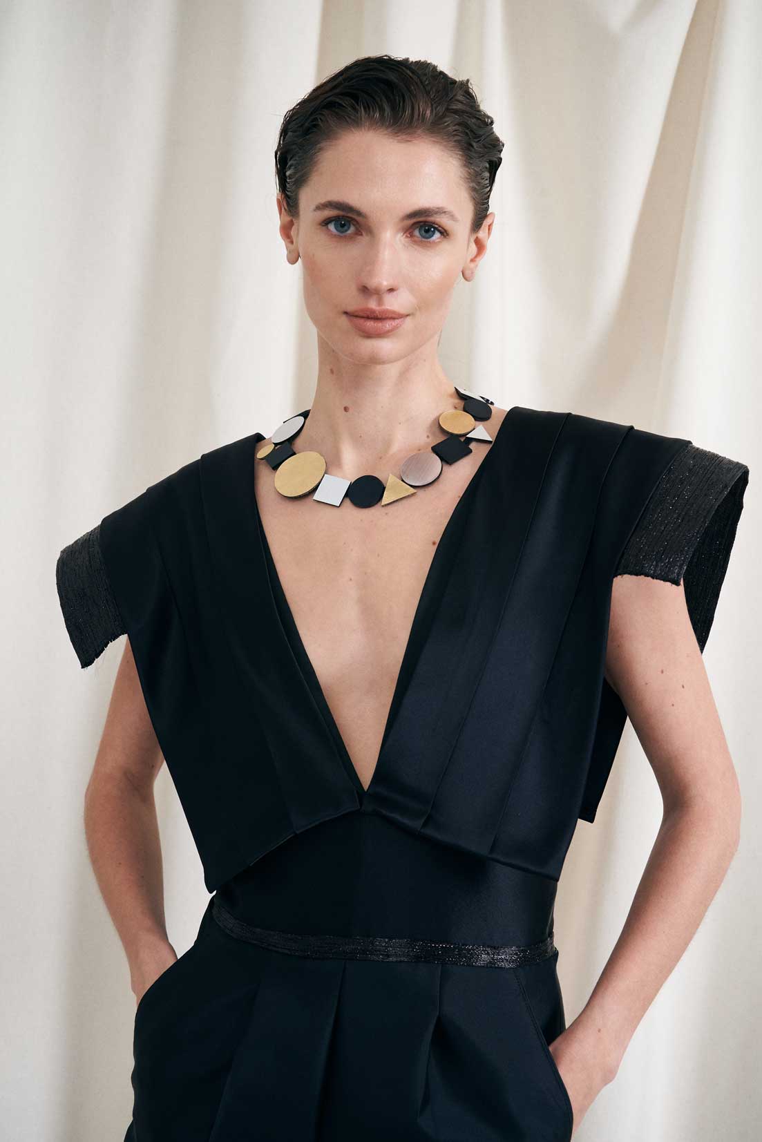 Bauhaus Necklace Geometric - Silver/Black/Gold
