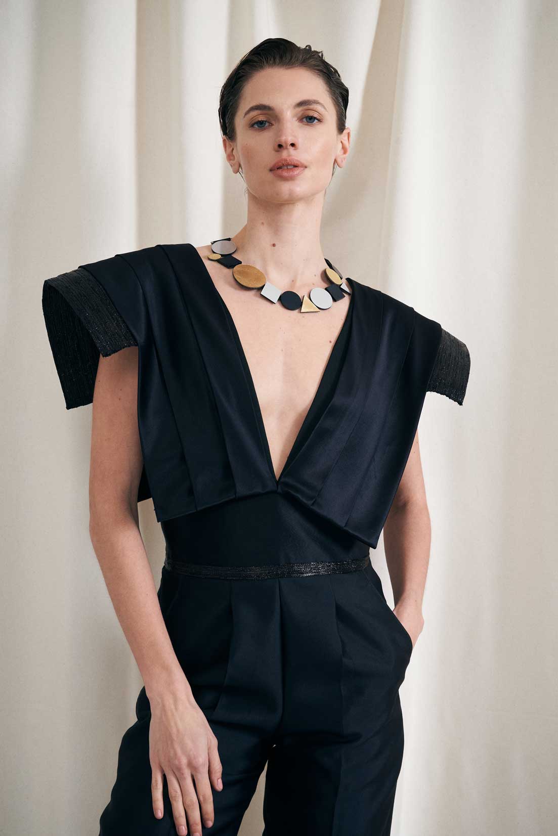 Bauhaus Necklace Geometric - Silver/Black/Gold