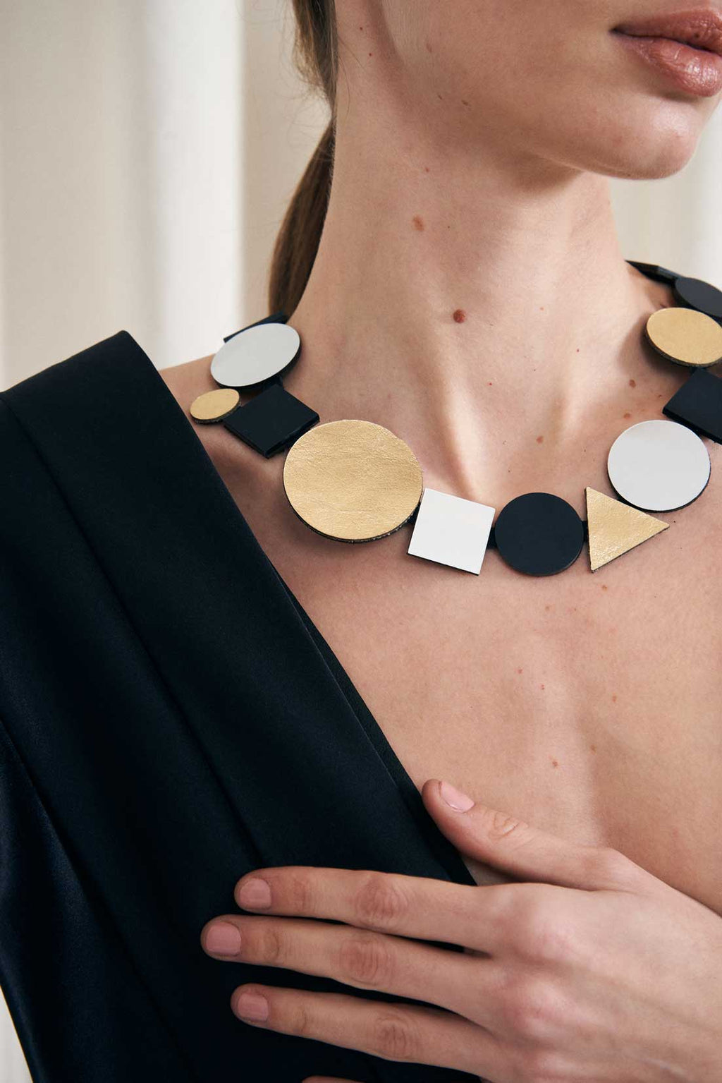 Bauhaus Necklace Geometric - Silver/Black/Gold