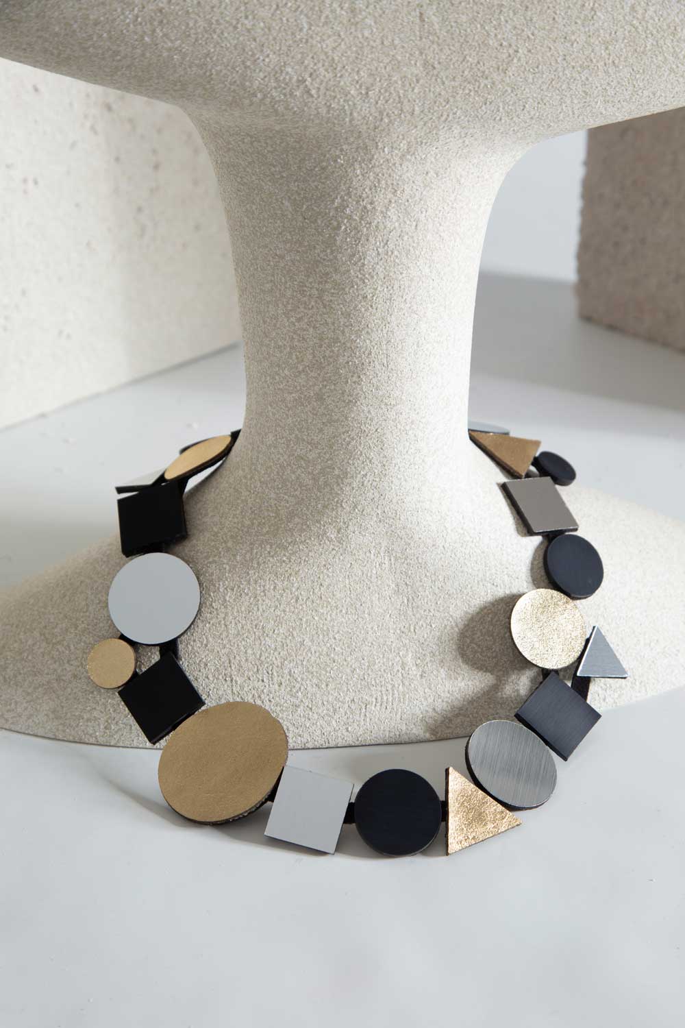 Bauhaus Necklace Geometric - Silver/Black/Gold