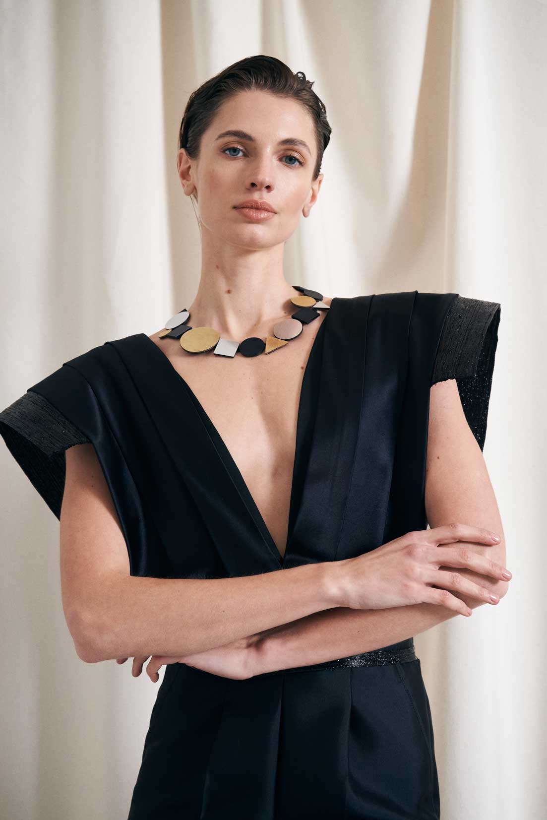 Bauhaus Necklace Geometric - Silver/Black/Gold