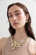 Bauhaus V Necklace Squares - Gold
