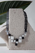 Bauhaus Necklace V Squares - Silver/Black
