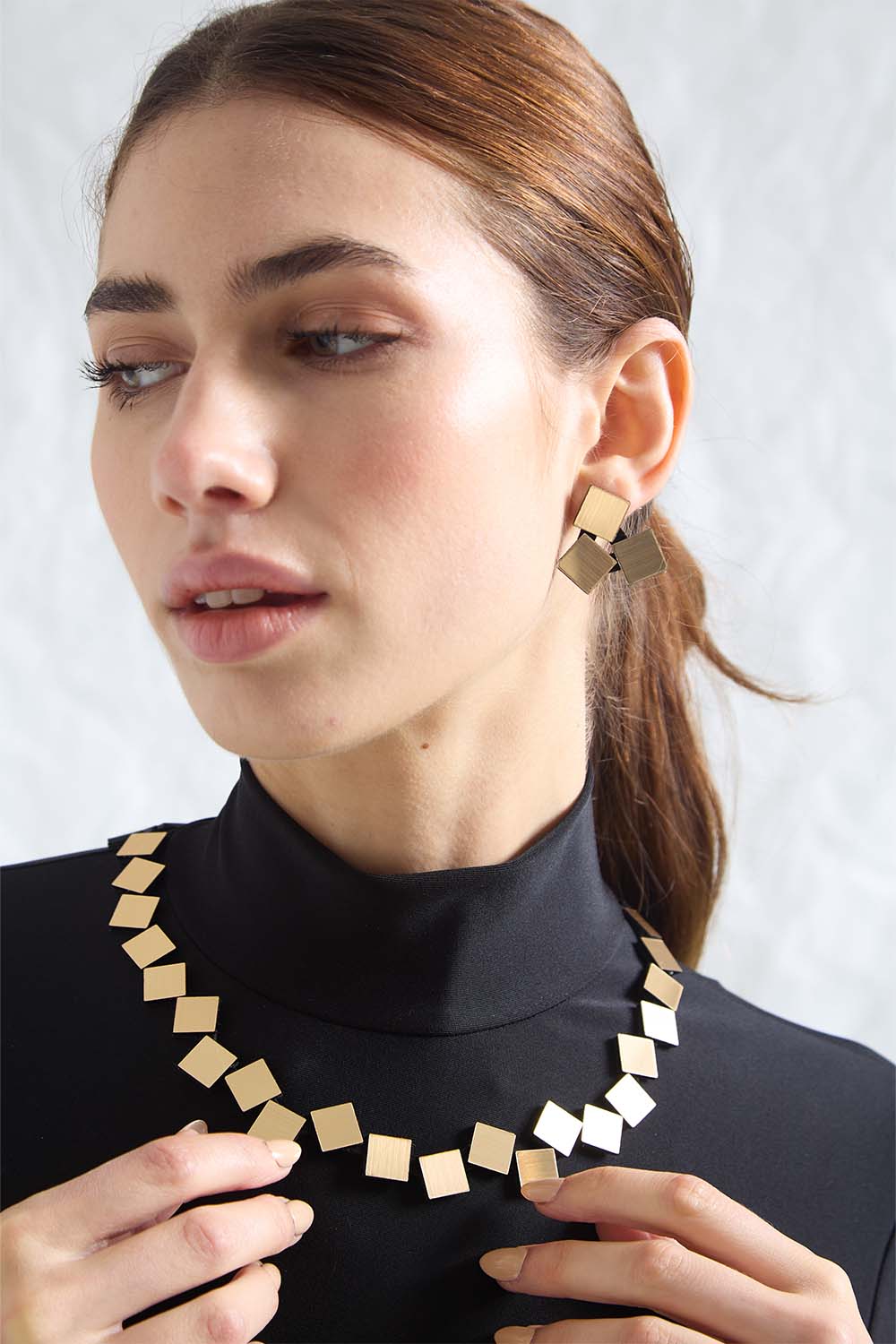 Bauhaus Earrings 3 Squares - Gold