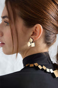 Bauhaus Earrings 3 Squares - Gold