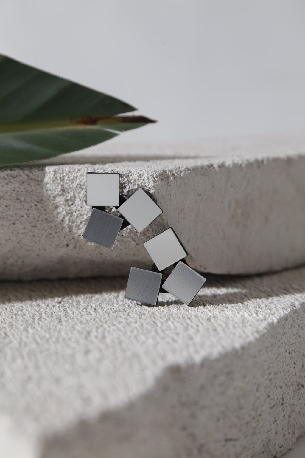 Bauhaus Earrings 3 Squares - Silver