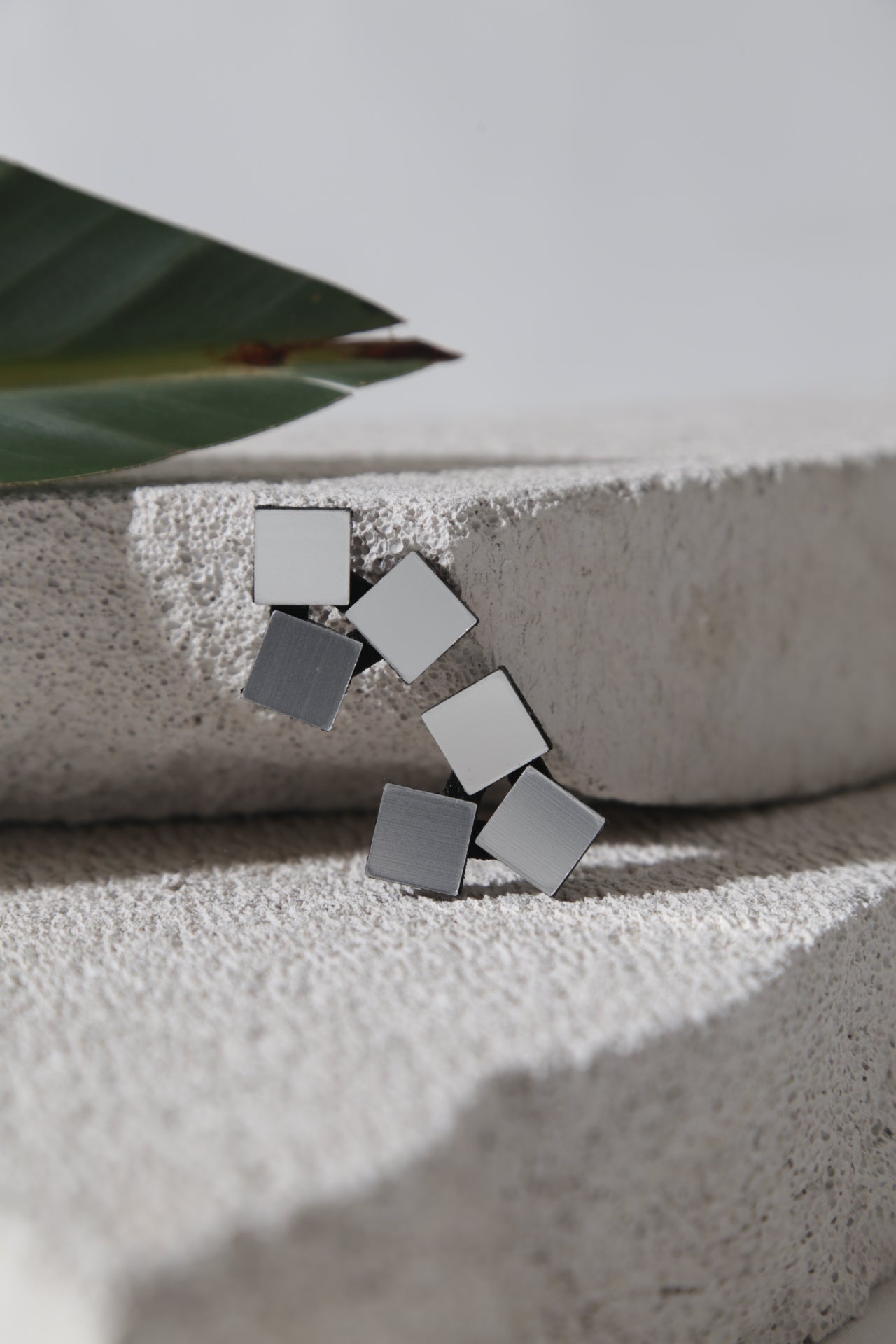 Bauhaus Earrings 3 Squares - Silver