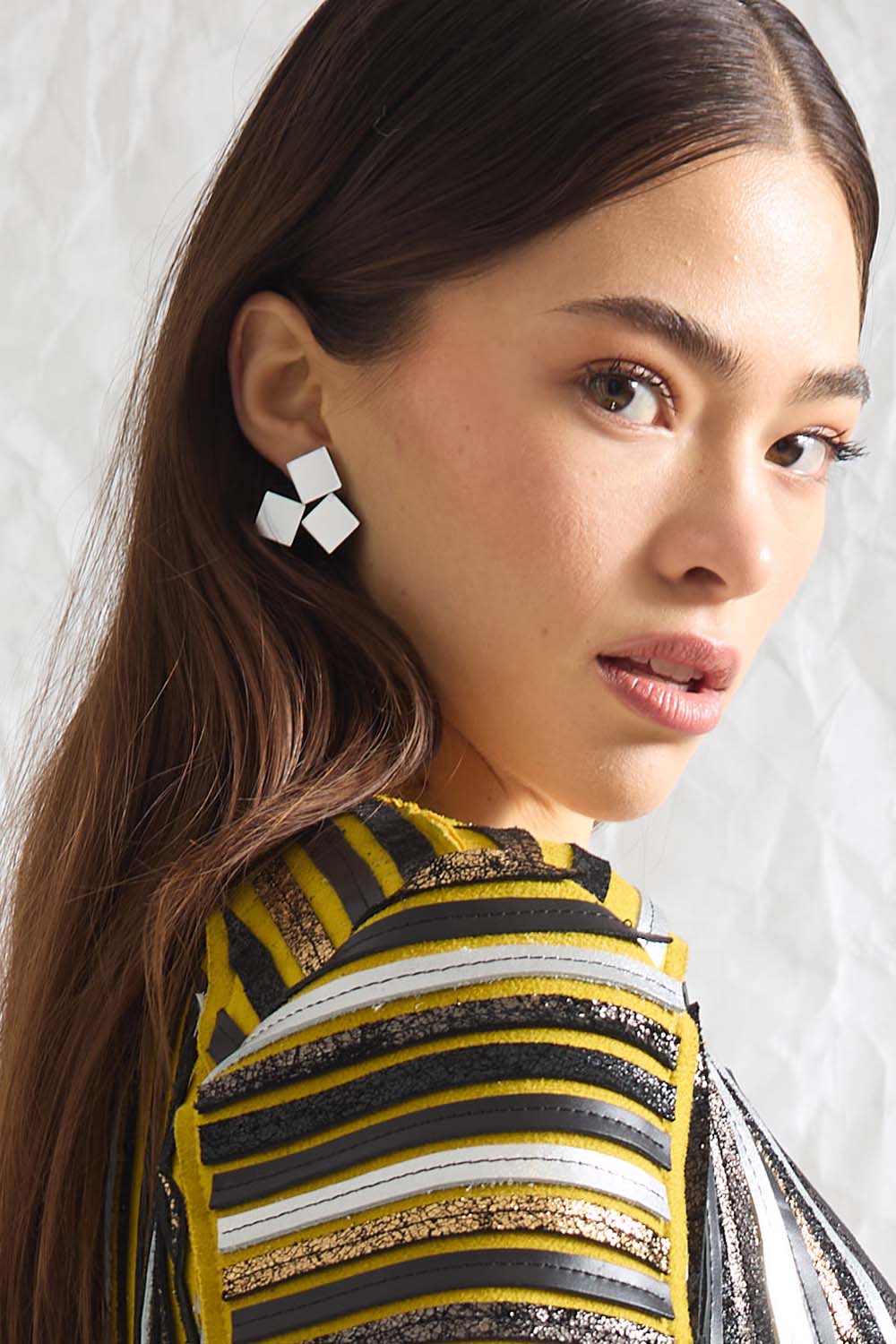 Bauhaus Earrings 3 Squares - Silver