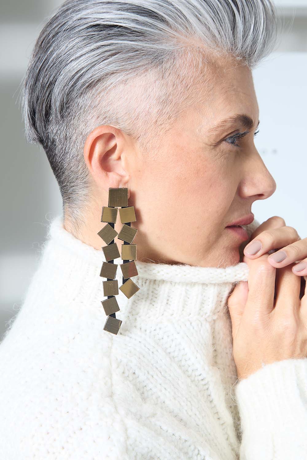 Bauhaus Earrings Squares Long - Gold