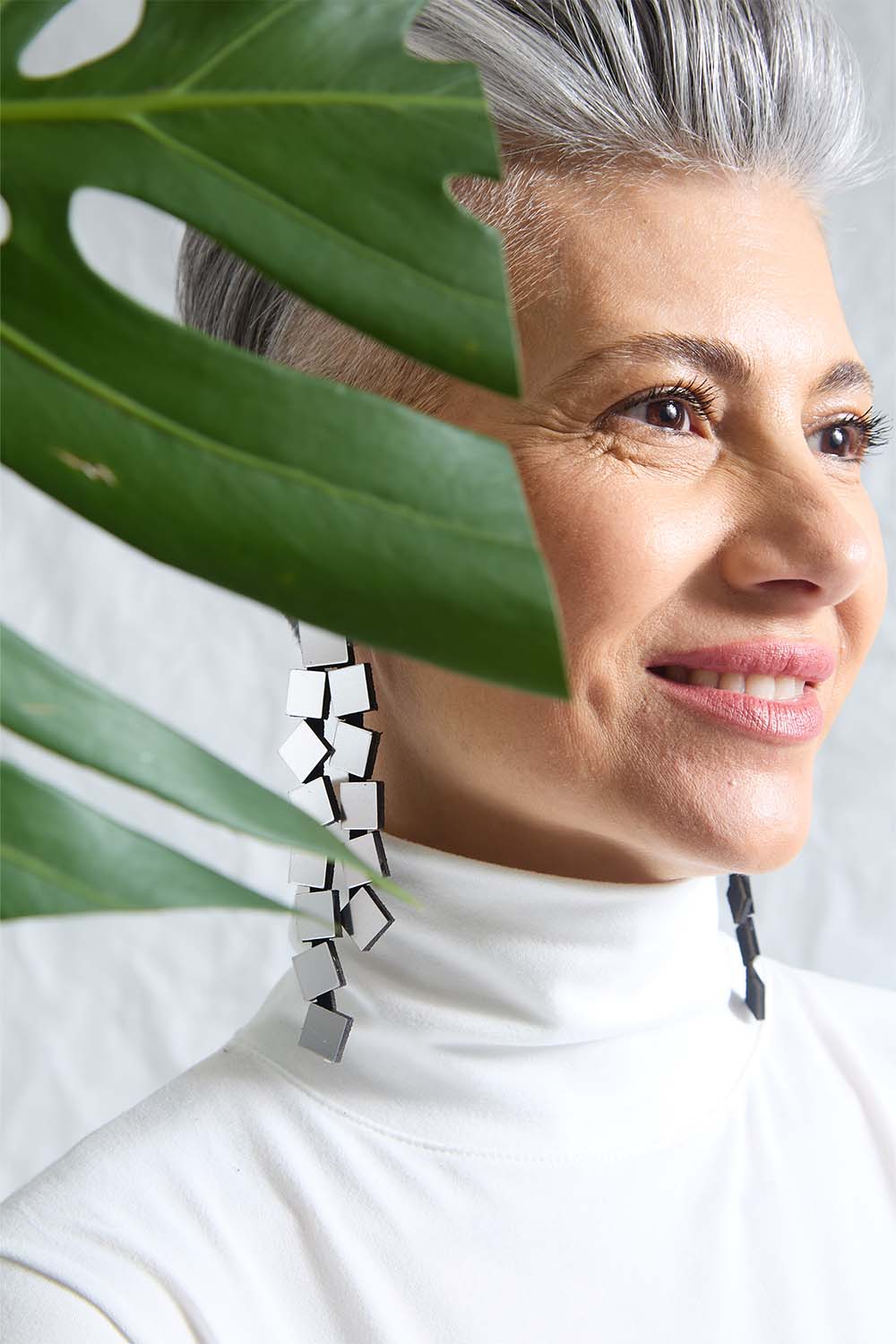 Bauhaus Earrings Squares Long - Silver