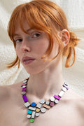 Bauhaus V Necklace Small  Rainbow - Silver/Rainbow