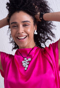 Bauhaus Pendant Necklace Squares - Silver