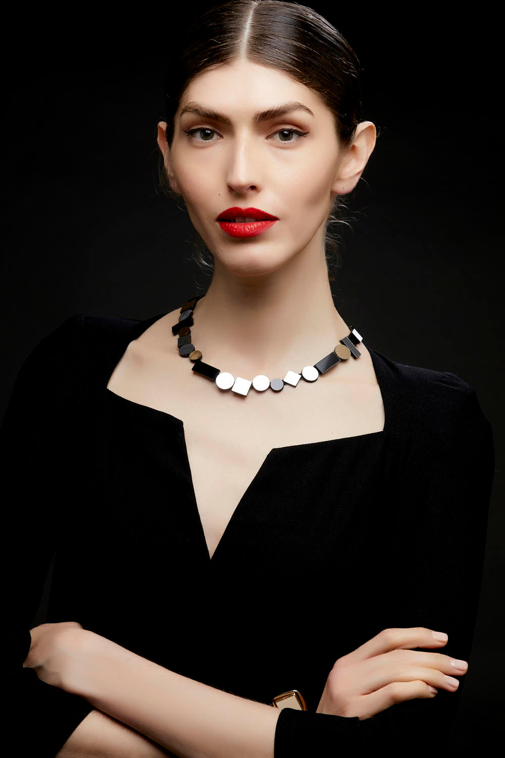 Bauhaus Necklace Round - Silver/Black/Gold