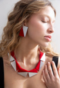 Carnival Rectangles Necklace - Silver/Red