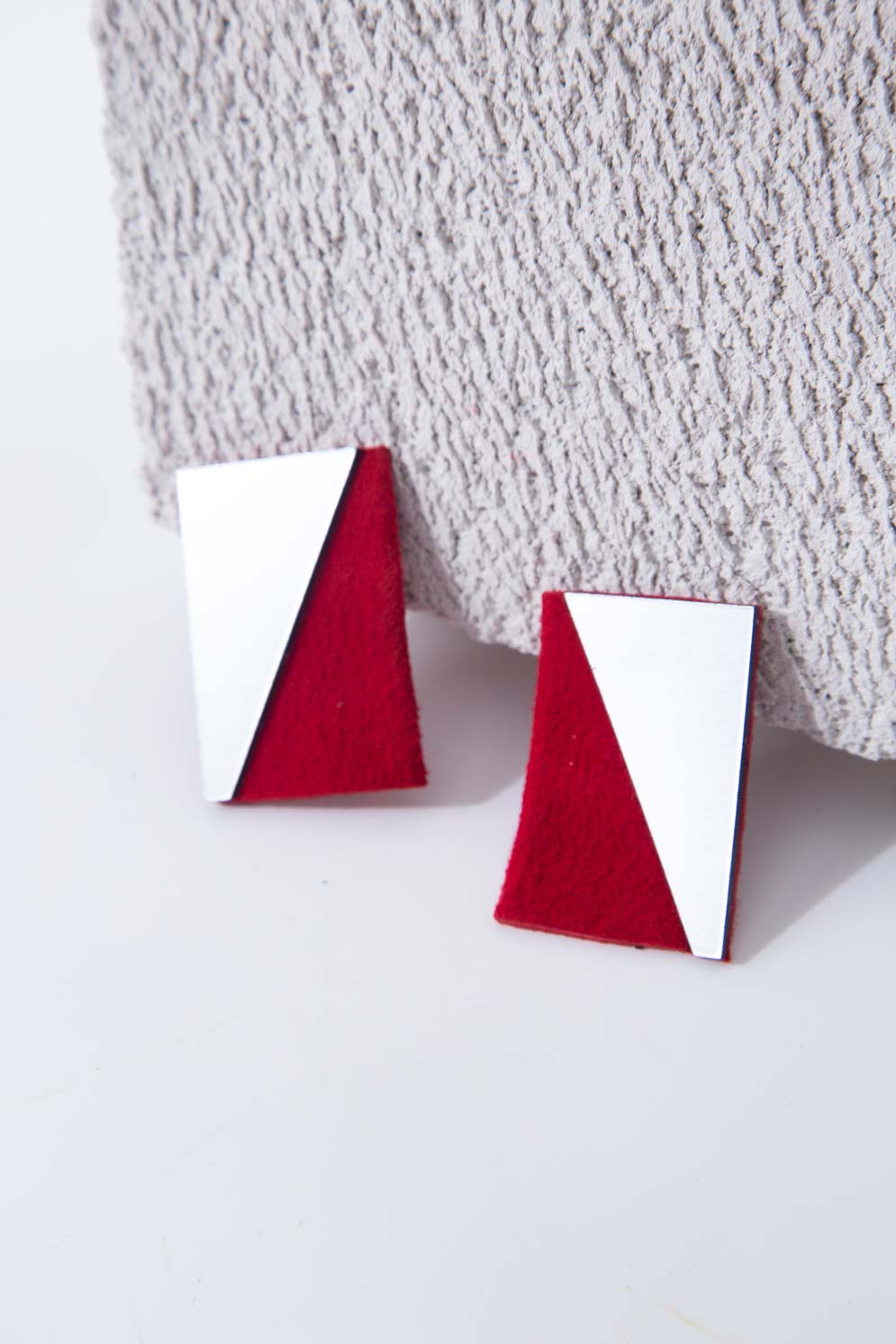 Carnival Rectangles Earrings - Silver/Red