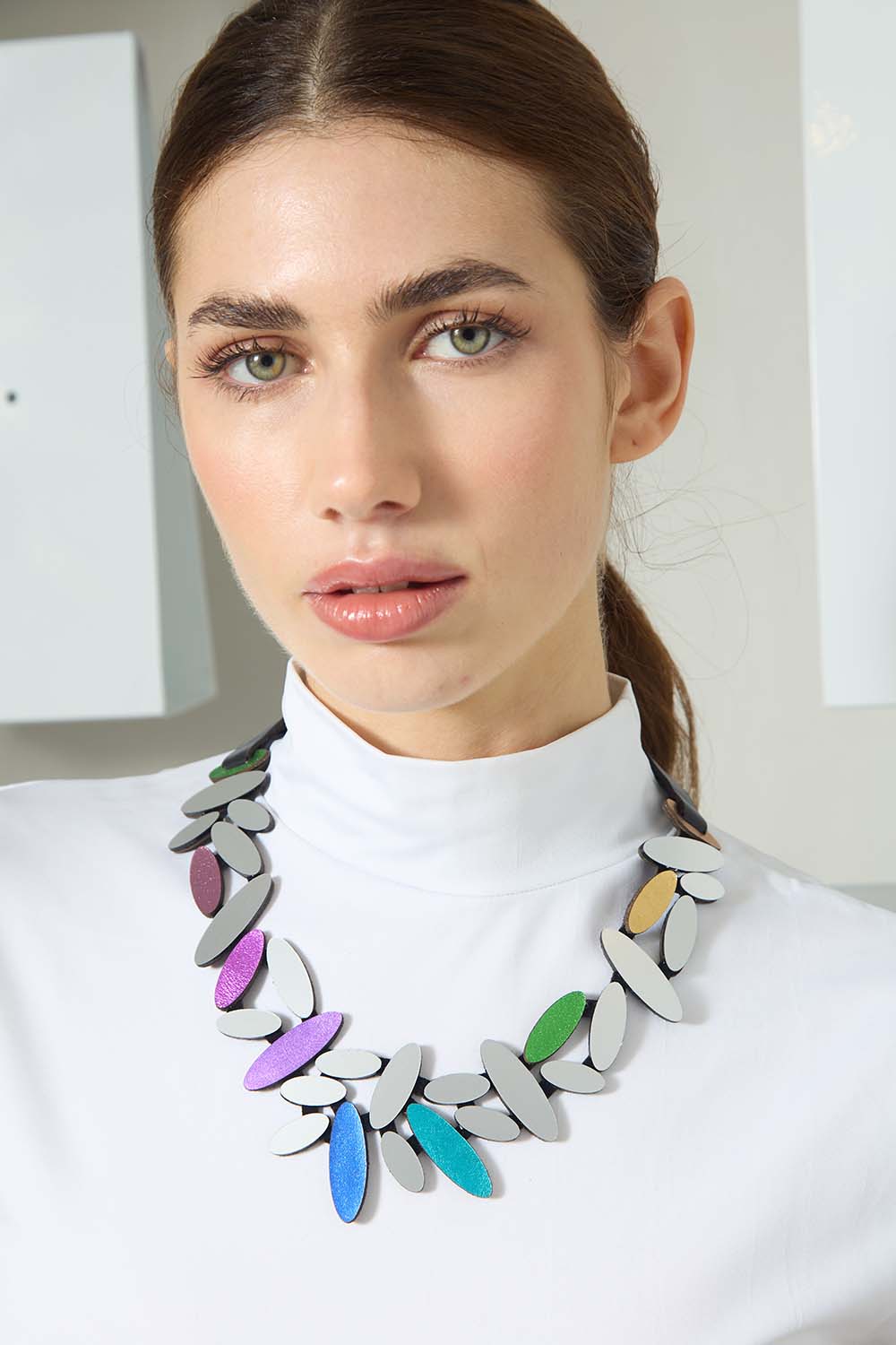 Colors Petals Necklace - Silver/Rainbow