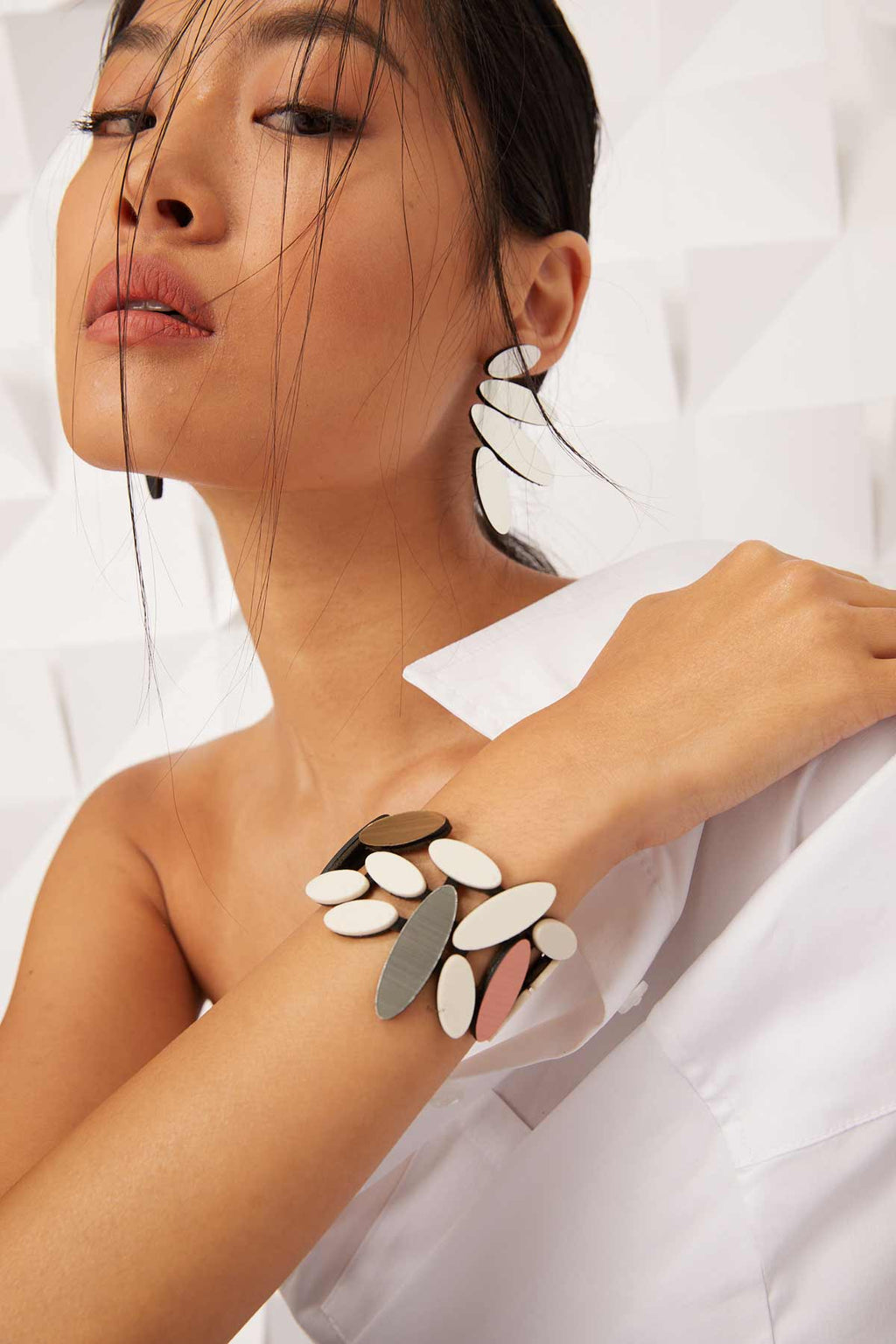 Colors Petals Large Earrings - Silver