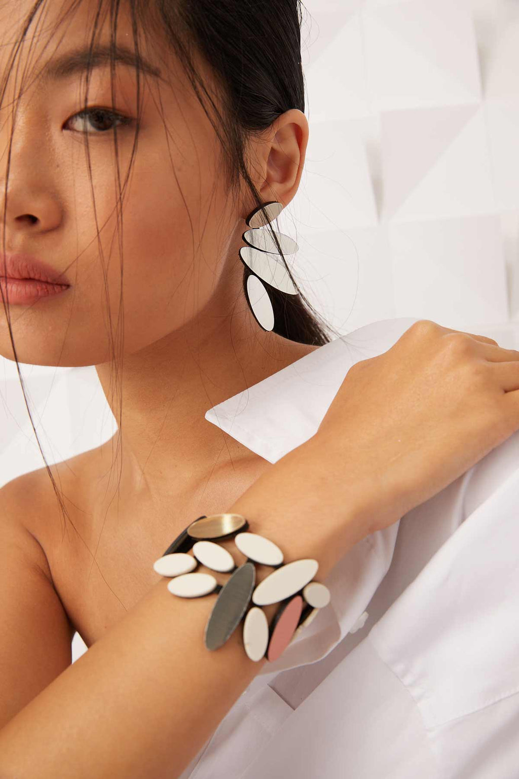 Colors Petals Large Earrings - Silver