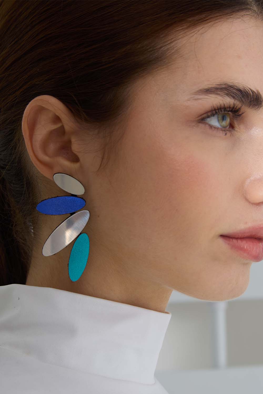 Colors Petals Large Earrings - Silver/Cool Colors