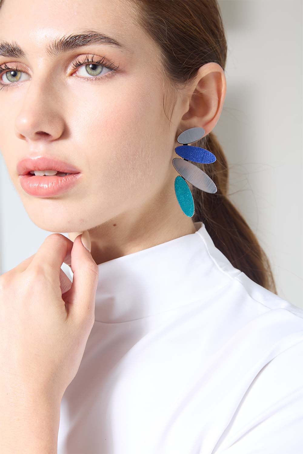 Colors Petals Large Earrings - Silver/Cool Colors