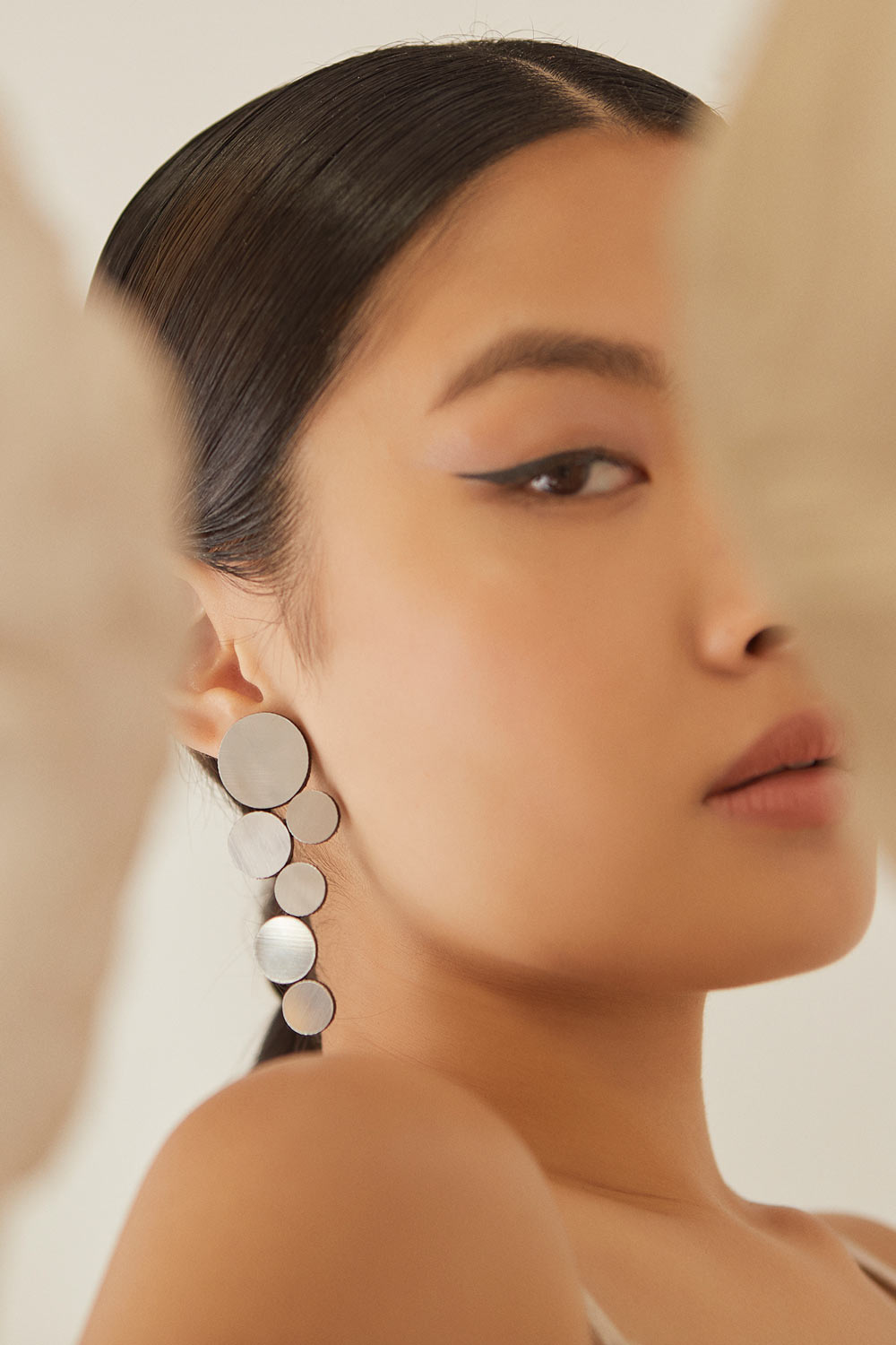 Abstraction Earrings Large -  Silver - Clip-On