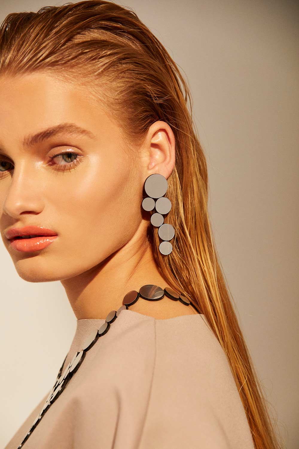 Abstraction Earrings Large -  Silver - Clip-On