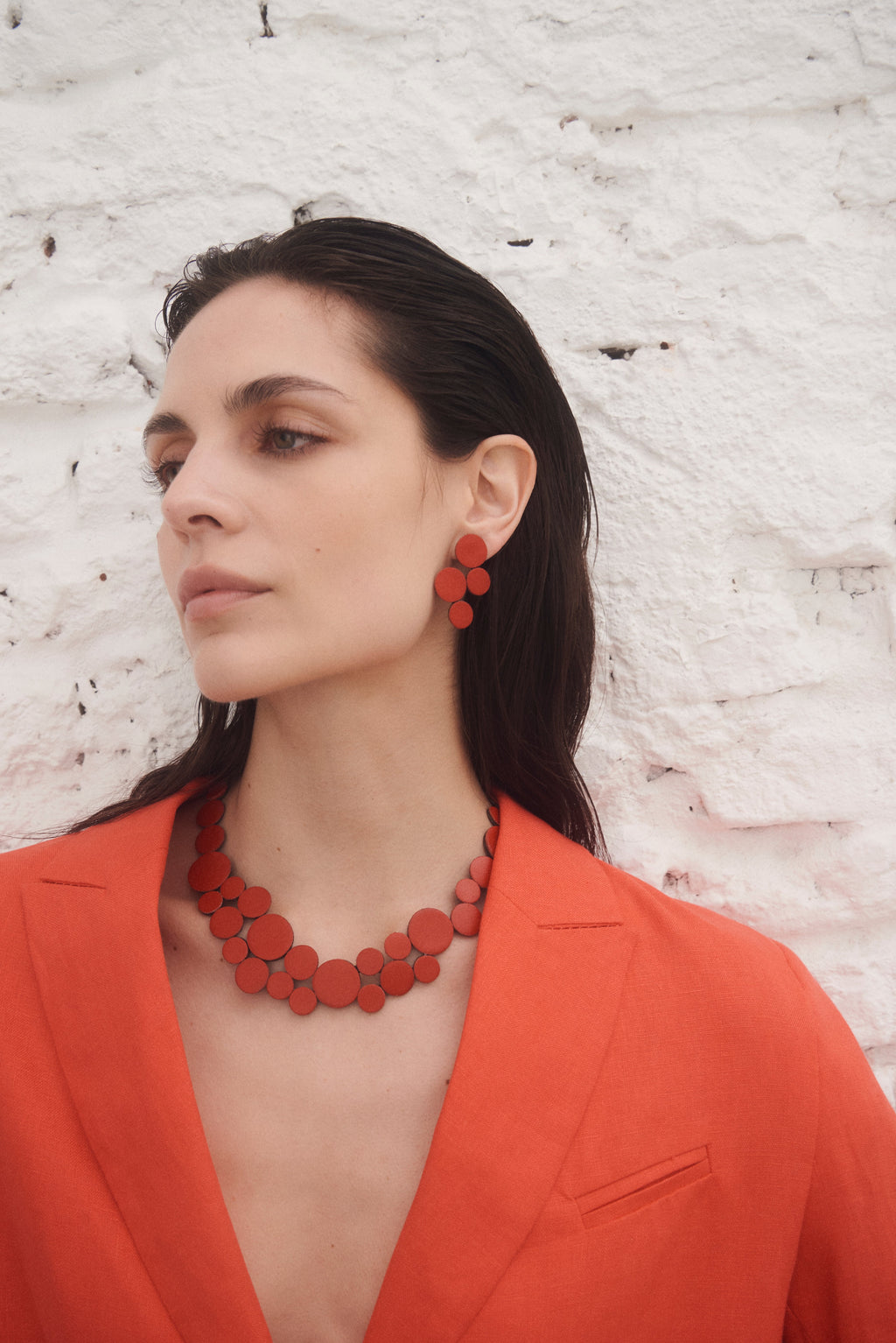 Abstraction Earrings Small - Red Leather