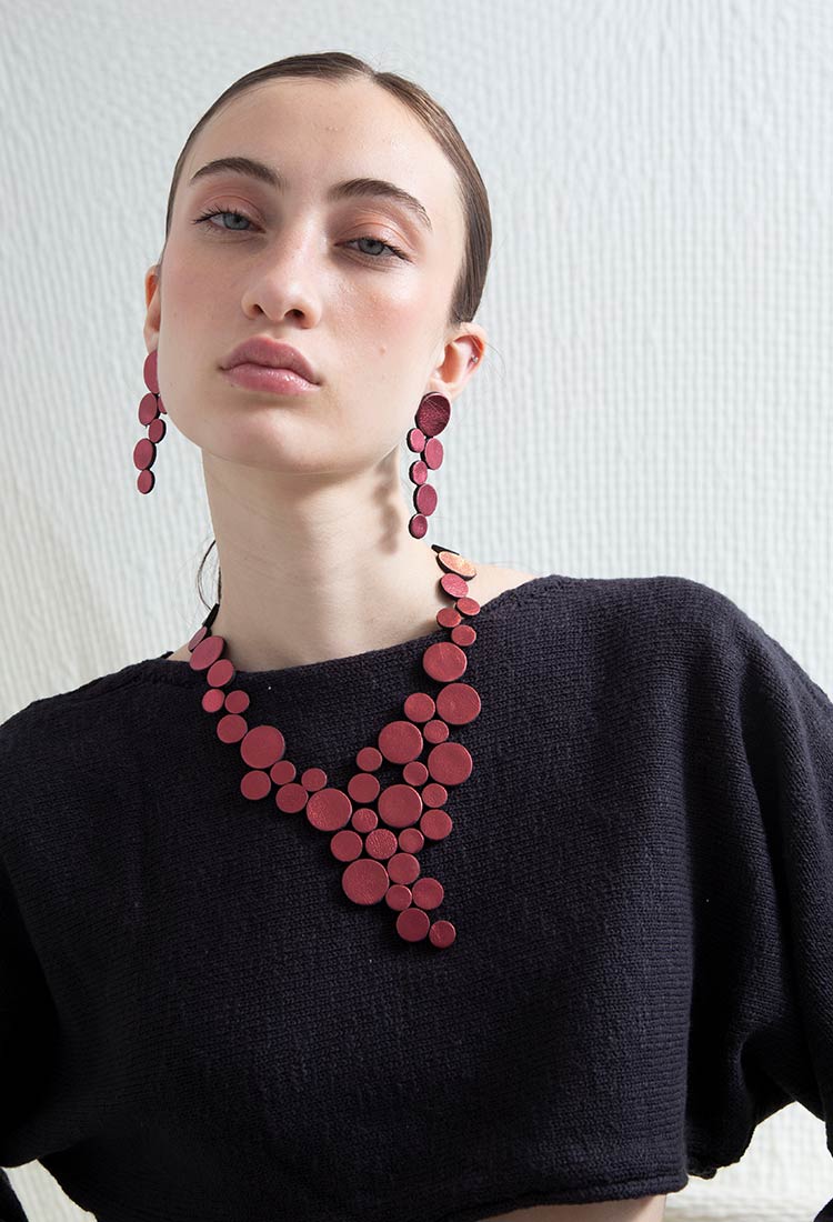 Abstraction Necklace V - Burgundy