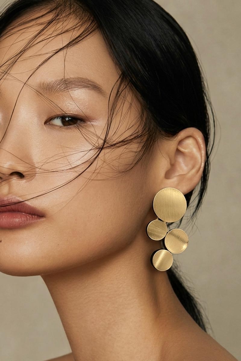 Abstraction Earrings Small - Gold - Clip On