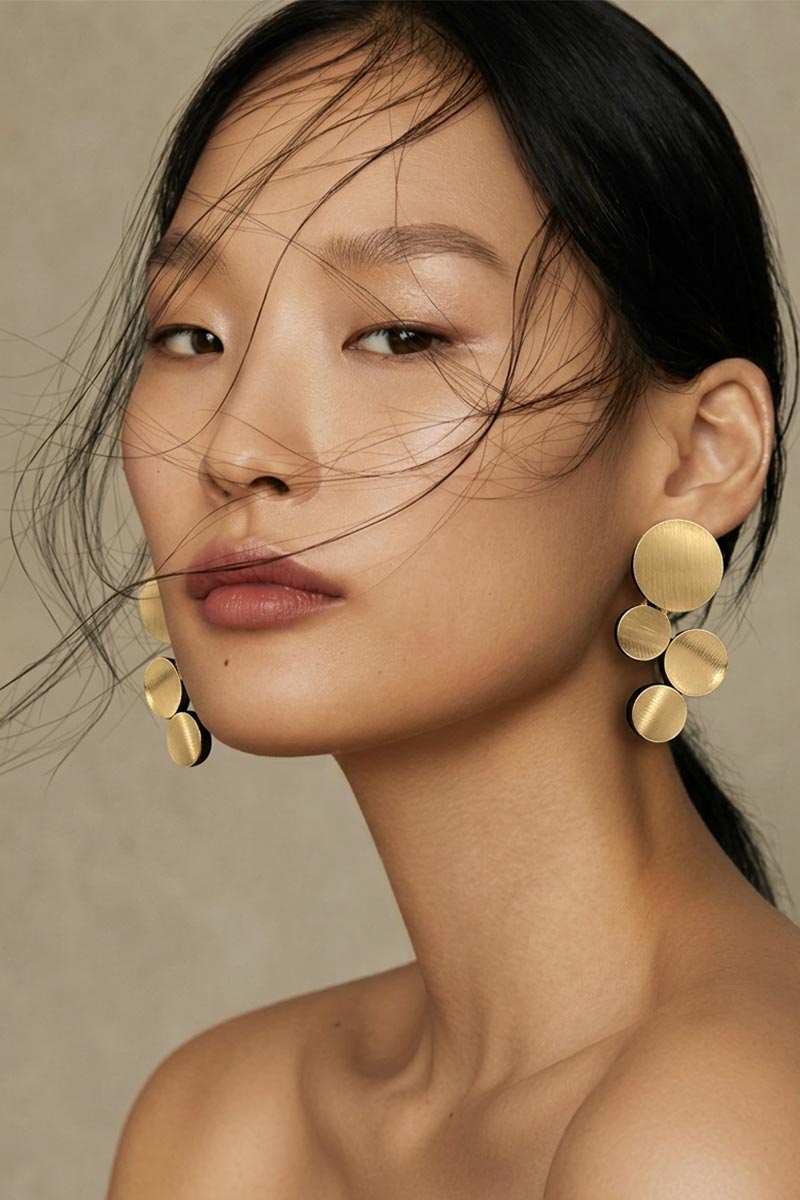 Abstraction Earrings Small - Gold - Clip On