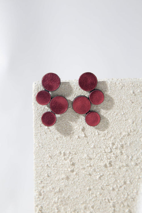 Pendientes Abstraction Small Leather - Burdeos