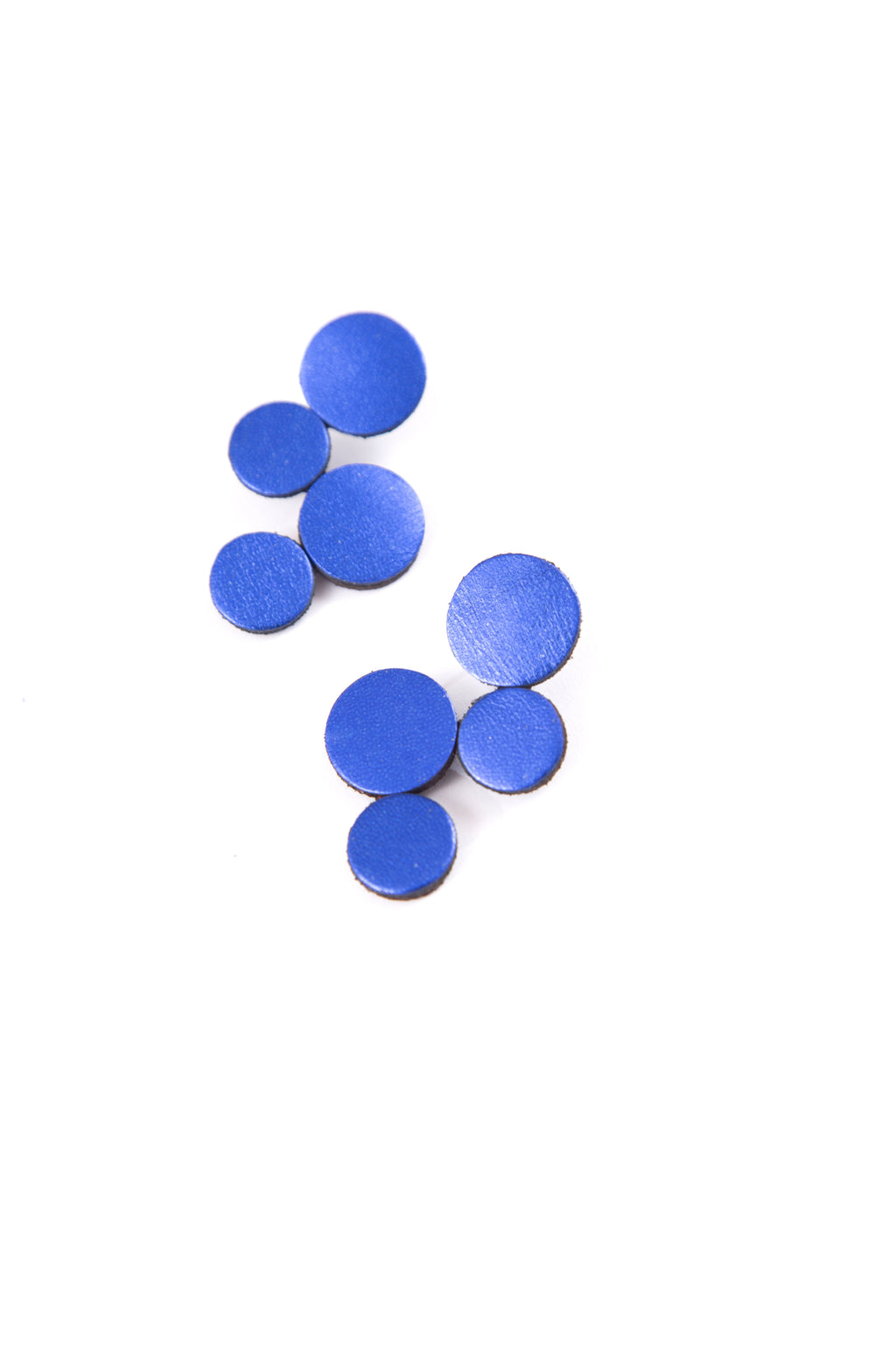 Abstraction Earrings Small  - Metallic Blue Leather