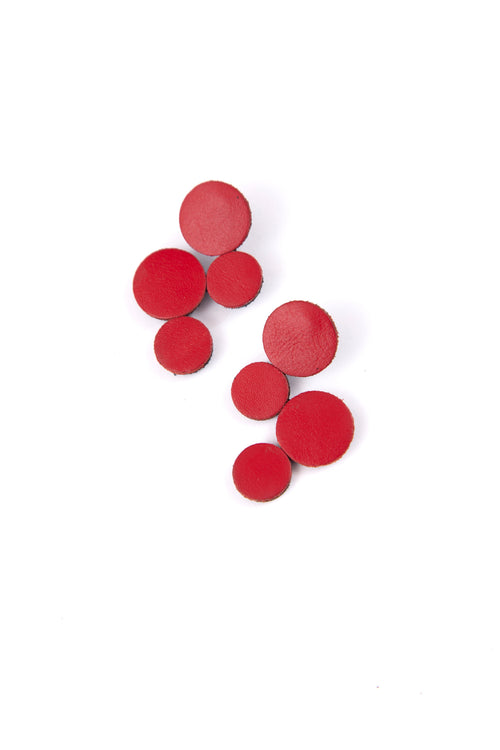 Pendientes Abstraction Small - Cuero Rojo