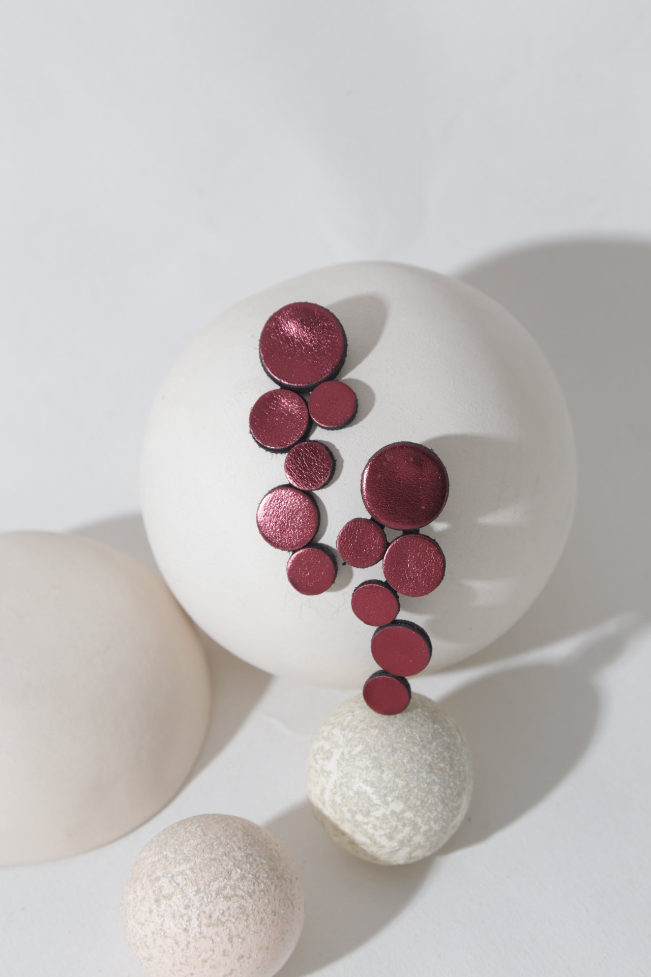 Abstraction Earrings Large - Burgundy