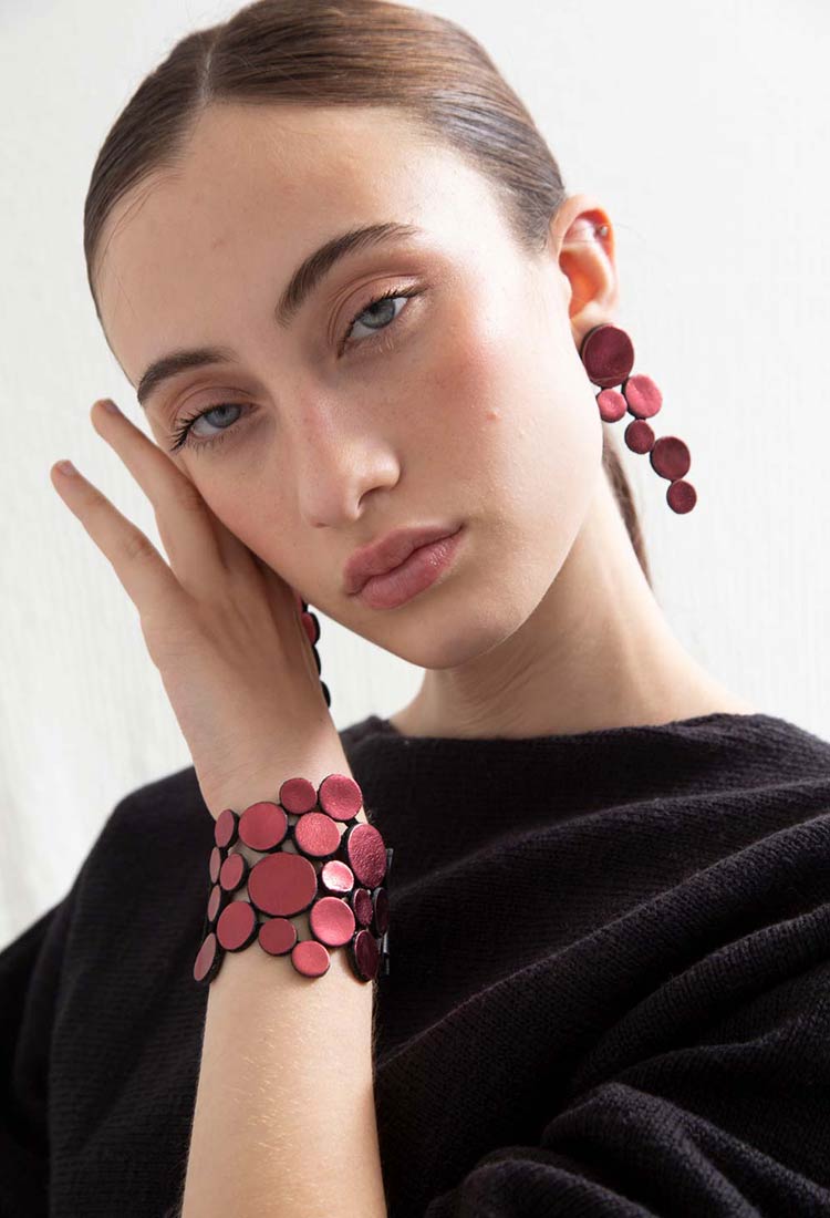 Abstraction Earrings Large - Burgundy